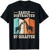 KATYLIN Easily Distracted By Giraffes Funny Giraffe Lover Men Women T-Shirt - Navy Blue