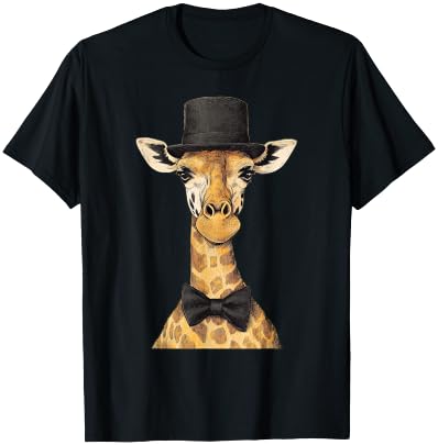 Giraffe Wearing A Hat And Bowtie T-Shirt
