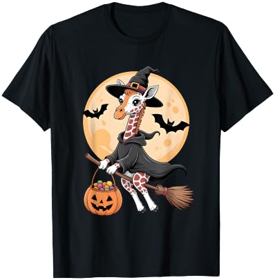 Giraffe Witch Hat Pumpkin Halloween Costume Men Women Kids T-Shirt