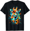 Funny Giraffe Lover Colorful Giraffe Animal T-Shirt - Navy Blue