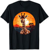 Sunset Giraffe I Cartoon Giraffe Art Colorful Giraffe I Kids Giraffe T-Shirt - Navy Blue