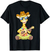 Giraffe Lover Gift Co. Giraffe Ukulele Luau Cute Funny Hawaii Zoo Animal T-Shirt - Navy Blue