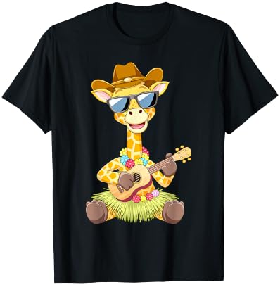 Giraffe Ukulele Luau Cute Funny Hawaii Zoo Animal T-Shirt
