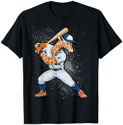 Giraffe Baseball Giraffe Lovers Baseball Player T-Shirt