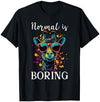 Cool Giraffe Normal Is Boring Funny Giraffe Normal Is Boring T-Shirt - Navy Blue