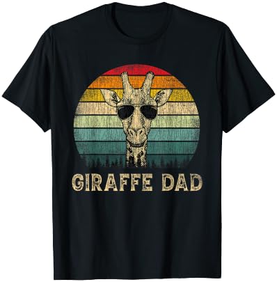 Vintage Giraffe Dad Giraffe Lovers Daddy Father's Day T-Shirt
