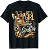Funny Giraffe Africa Lover Giraffe Animal Safari Just A Girl Who Loves Giraffe T-Shirt - Navy Blue