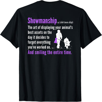 Show Pig Showmanship Livestock Showing Back Print T-Shirt