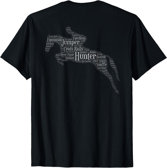 Horse Lovers T-Shirts and Gifts Hunter Jumper Equestrian T-Shirt Black Unisex-Adults Classic Fit Short Sleeve Crew Neck T-Shirt S - Black