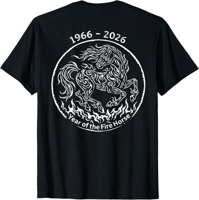 Year Of The Fire Horse 1966 2026 (On Back) 1966 2026 Year of The Fire Horse Chinese Zodiac T-Shirt