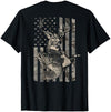 Fishing and Hunting Outdoors Designs Hunting and Fishing American Flag (Design on Front and Back) T-Shirt - size chart