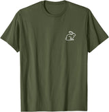 Bunny Rabbit Hare Animal Badge Patch Line Art Outline Gift T-Shirt in Olive Green