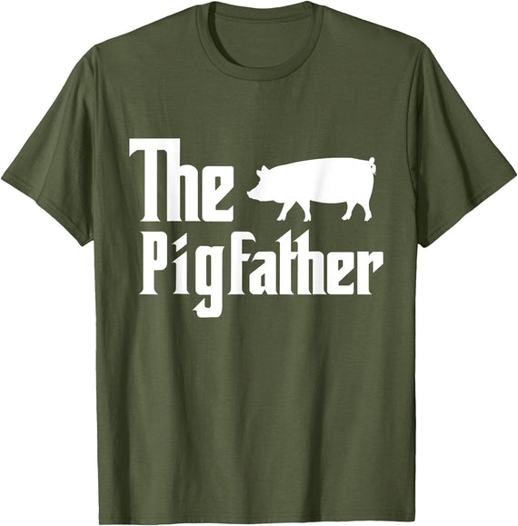 Father's Day Farming Daddy Farmer Father The Pigfather Pig Lover Farming Dad Funny Farmer Father T-Shirt - Olive Green