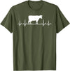 Farm and Holstein Cow for Men and Cattle Clothing Heartbeat Pulse ECG - Holstein Rancher For Cattle Farmer T-Shirt - Olive