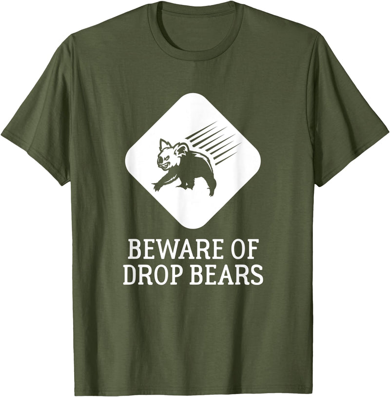 Australia Gifts Beware of Drop Bears Drop Bear T-Shirt - Olive Green
