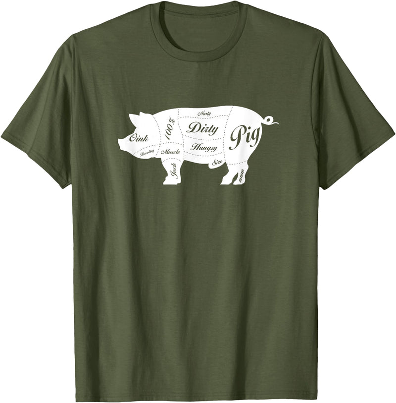 LGBTQIA+ Power Design Nasty Hungry Dirty Pig Design - Fun Gay Pig Pride - LGBTQIA+ T-Shirt - Olive Green