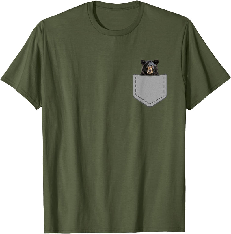 Funny Black Bear In Your Pocket Co Funny Black Bear In Your Pocket Animal T-Shirt - Olive Green