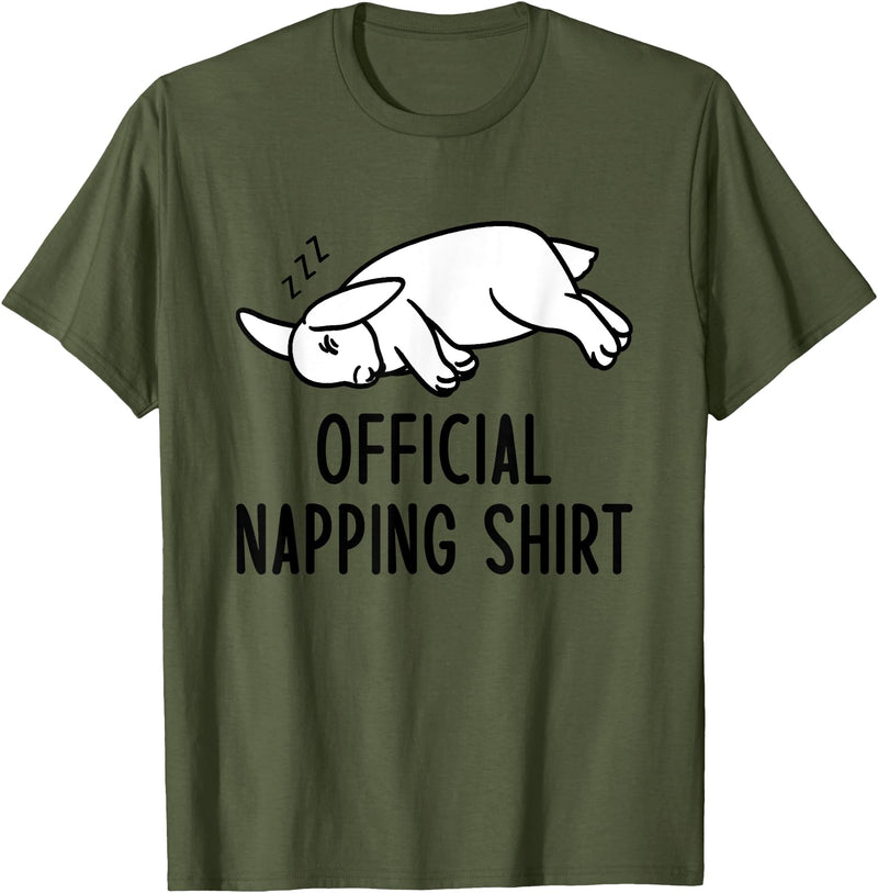 Sleeping Rabbit Pyjamas Bunny Lover Official Napping T-Shirt in Olive Green