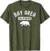 Cali Retro Tees Bay Area San Francisco Oakland Berkeley California 510 Bear T-Shirt - Olive Green