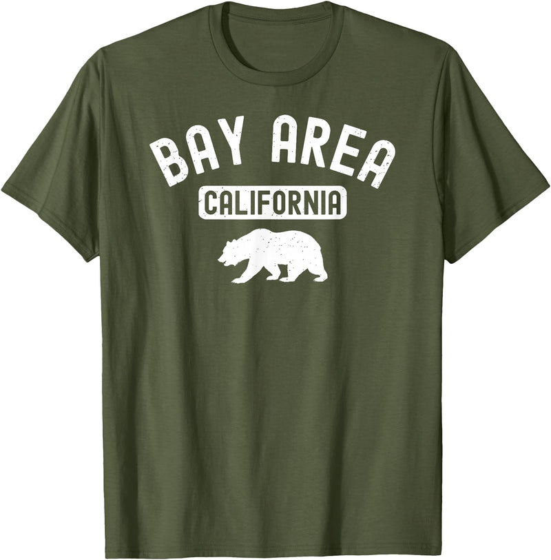 Cali Retro Tees Bay Area San Francisco Oakland Berkeley California 510 Bear T-Shirt - Olive Green