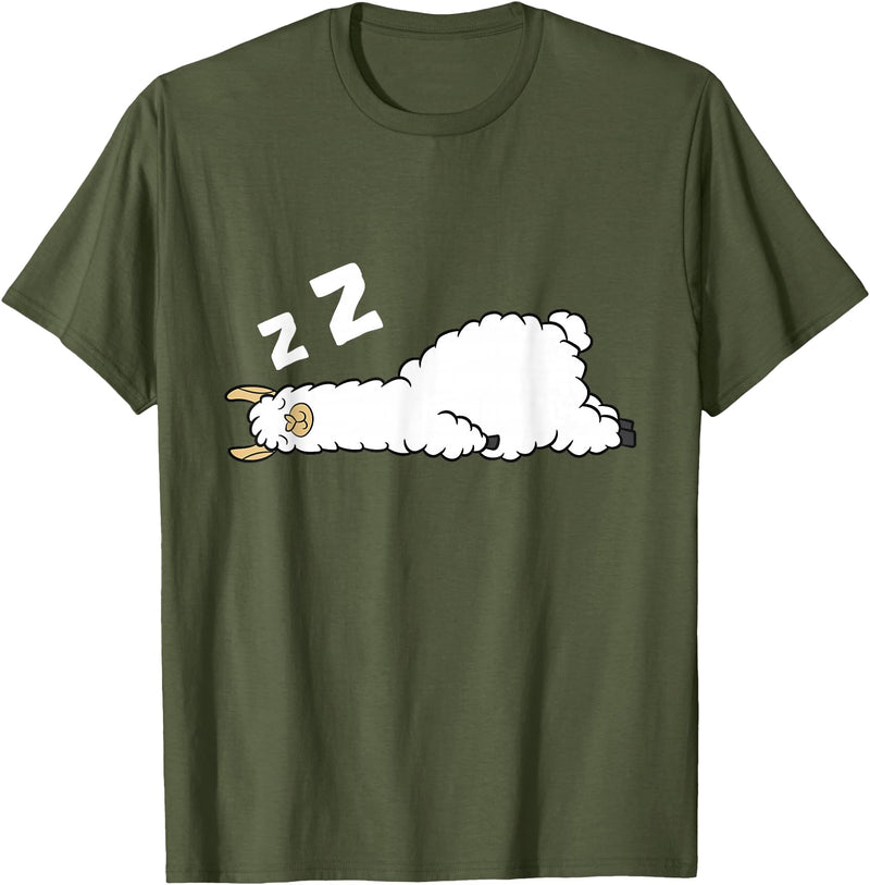 Sleeping Animals Tees And Gifts Llama Sleeping Tired Llama Pajama Love Llamas T-Shirt - Olive Green