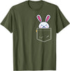 Bunny in Pocket Rabbit Lover Gifts for Women Men Kids T-Shirt in Olive Green