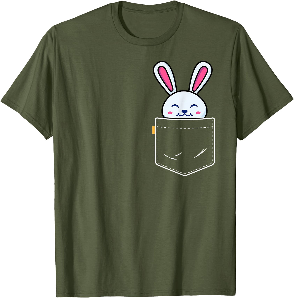Bunny in Pocket Rabbit Lover Gifts for Women Men Kids T-Shirt in Olive Green