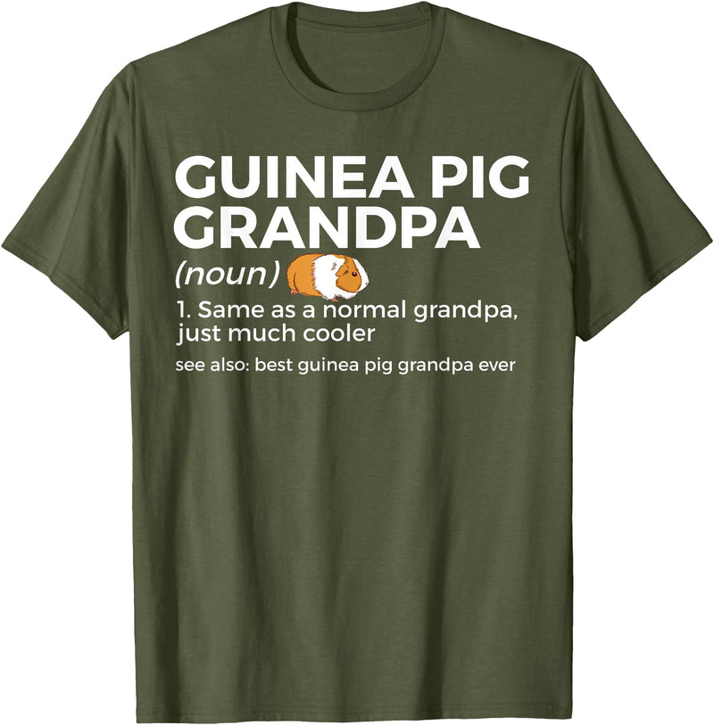 Funny Guinea Pig Apparel Guinea Pig Grandpa Definition Best Guinea Pig Grandpa Ever T-Shirt - Olive Green