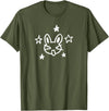 90s Y2K Sassy Cheeky Bunny Rabbit Hare Under Starry T-Shirt in Olive Green