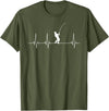 Fishing gifts Fishing heartbeat T-Shirt - Olive Green