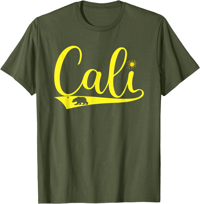 Cali California Bear LA Republic Tee Mens Cali California Bear CA Republic T-Shirt - Olive Green