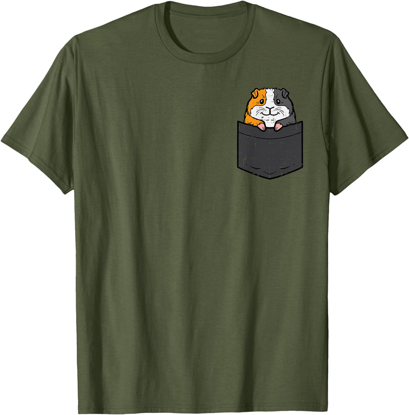 Guinea Pig Shirts For Men Women Kids Gift Guinea Pig Pocket Funny Cavy Rodent Animal Men Women Kids T-Shirt - Olive Green