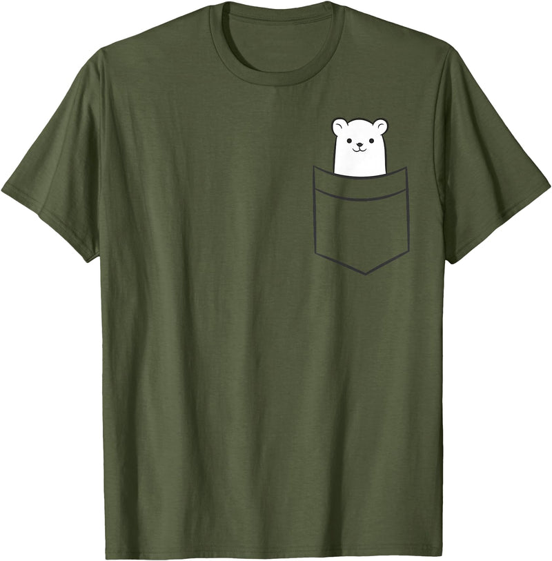 Arctic Polar Bear Tees And Gifts Polar Bear In The Pocket Funny Pocket Polar Bear T-Shirt - Olive Green
