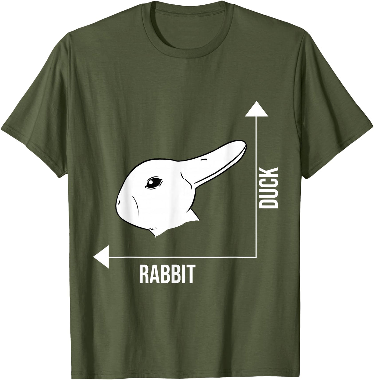 Rabbit Duck Illusion Philosopher T-Shirt in Olive Green