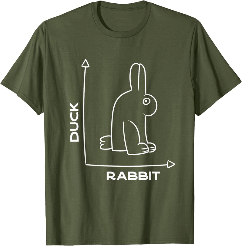 Duck - Rabbit - Funny - Joke - Bunny - Optical Illusion -Pun T-Shirt in Olive Green