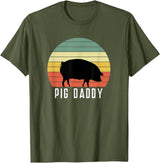 Pig Farmer for Men Women Kids Boys Girls Pig Dad - Daddy Farmer Farming Farm Pork Animal Livestock T-Shirt - Olive Green