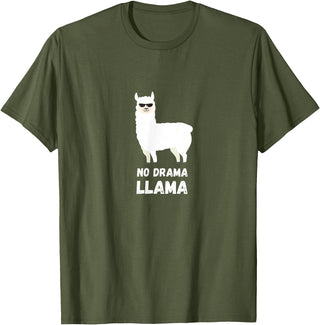 No Drama Llama Funny Llama T-Shirt - Olive Green
