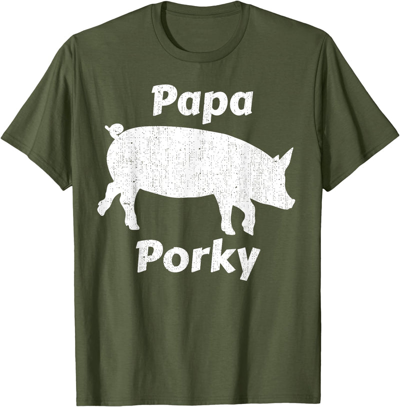Papa Porky Pig Daddy Father Hog pork T-Shirt - Olive Green