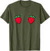 Fruit Boobs Co Strawberry Fruit Boobs Funny Summer Food T-Shirt - Olive Green