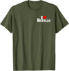 LOVE OF BUFFALO HEART CITY APPAREL I LOVE HEART BUFFALO NY T-Shirt - Olive Green