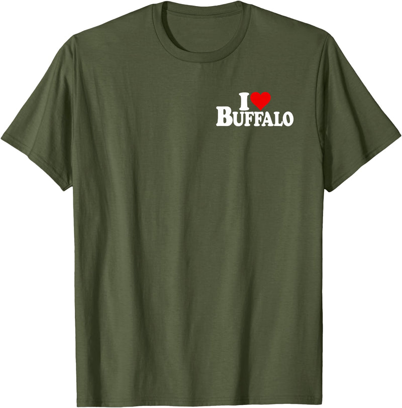 LOVE OF BUFFALO HEART CITY APPAREL I LOVE HEART BUFFALO NY T-Shirt - Olive Green