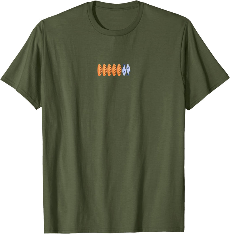 Redeemed Creations Fishes And Loaves Christian T-Shirt - Olive Green