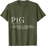 Bacon FH Pig, A Magical Creature That Turns Vegetables Into Bacon --- T-Shirt - Olive Green