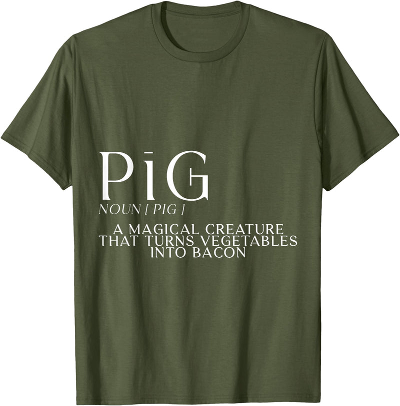 Bacon FH Pig, A Magical Creature That Turns Vegetables Into Bacon --- T-Shirt - Olive Green