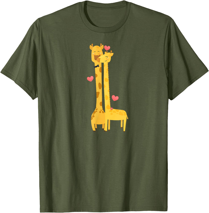 Engagement Gifts Engagement Giraffe Lover Couple T-Shirt - Olive Green