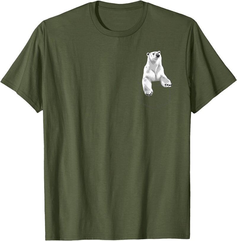 Polar Bear Gift Polar Bear Accessories & Stuff Cute Polar Bear for Men Women Arctic Bears Pocket Animal T-Shirt - Olive Green