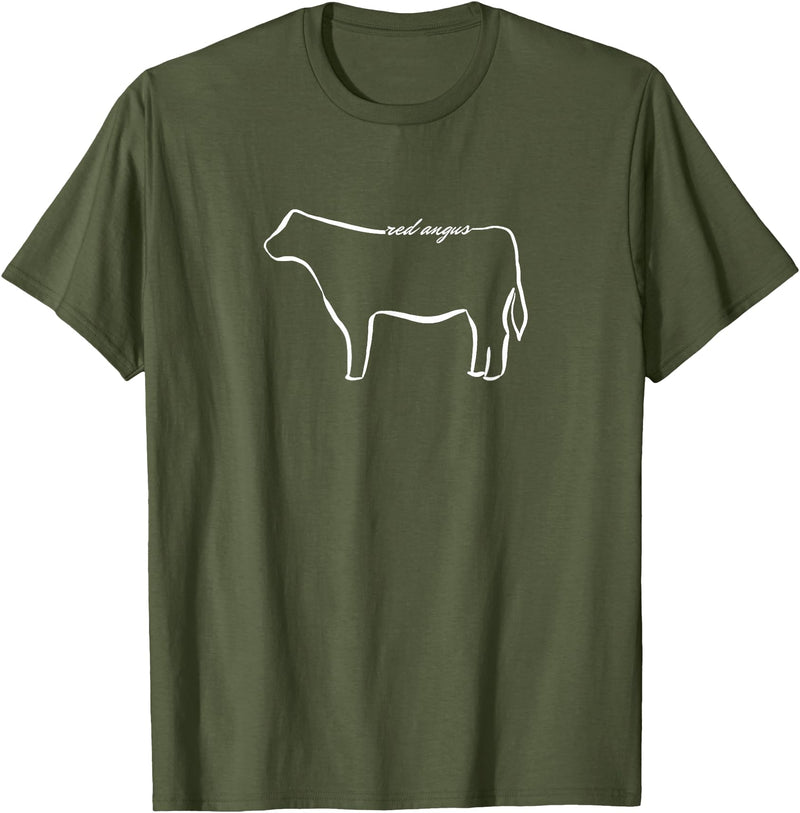 Red Angus cow decor Red Angus Cow Art Print T-Shirt - Olive Green