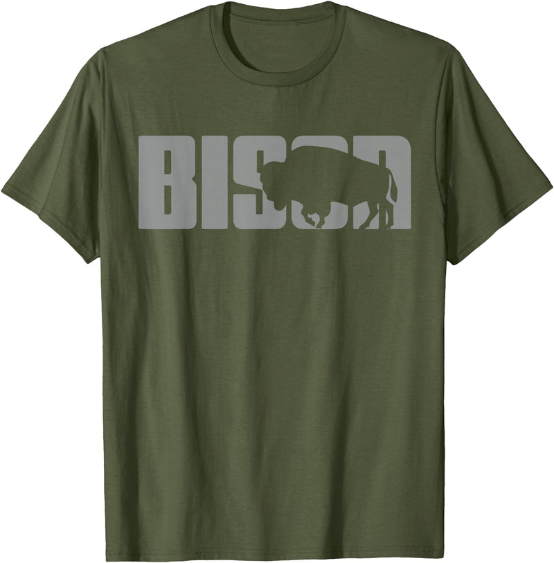 Bison Buffalo Apparel Bison Lover Buffalo Clothing - Buffalo Bison T-Shirt - Olive Green
