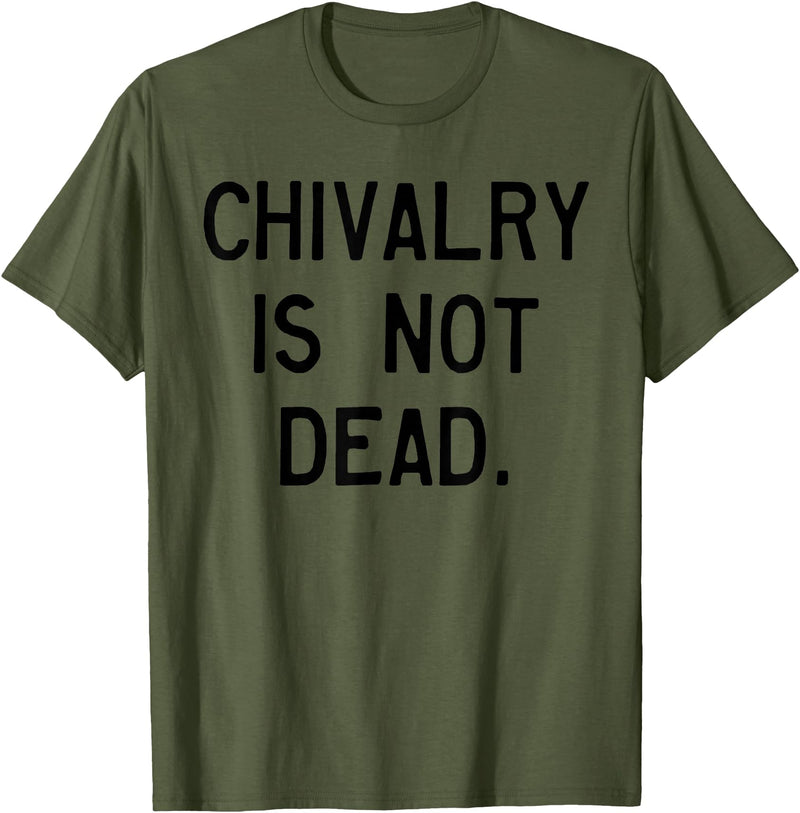 CAT COW CHIVALRY IS NOT DEAD T-Shirt - Olive Green