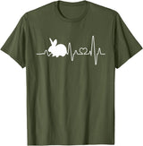 Bunny Heartbeat Pulse Rabbit T-Shirt in Olive Green